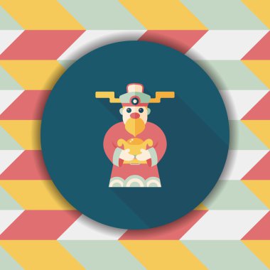 Çin yeni yılı düz simgesi ile uzun gölge, eps10, zenginlik tanrısı