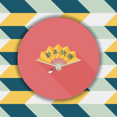 Çin yeni yılı uzun gölge, eps10, ile düz simgesi fan w katlama