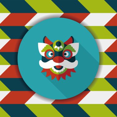 Çin yeni yılı düz simgesi ile uzun gölge, eps10, dragon ve