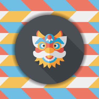 Çin yeni yılı düz simgesi ile uzun gölge, eps10, dragon ve