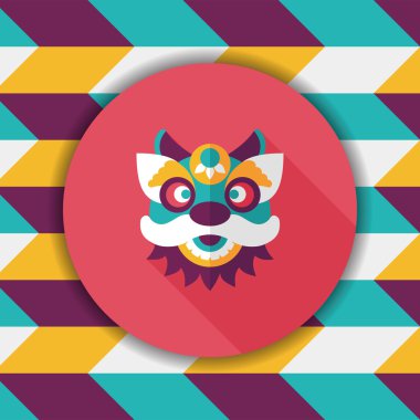 Çin yeni yılı düz simgesi ile uzun gölge, eps10, dragon ve