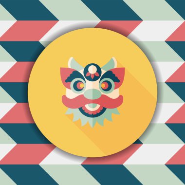 Çin yeni yılı düz simgesi ile uzun gölge, eps10, dragon ve