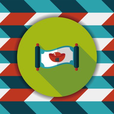 Çin yeni yılı uzun gölge, eps10, Altın külçe ca ile düz simgesi