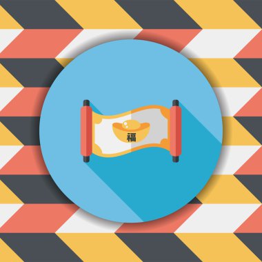 Çin yeni yılı uzun gölge, eps10, Altın külçe ca ile düz simgesi