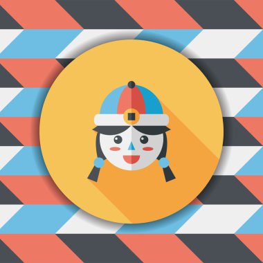 Çin yeni yılı kız uzun gölge, eps10 düz simgesiyle