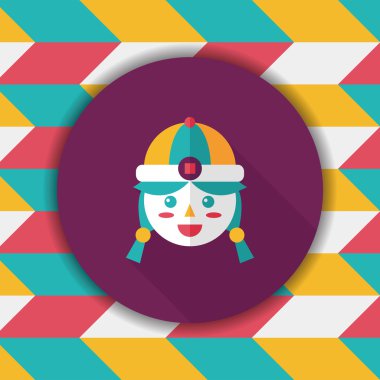 Çin yeni yılı kız uzun gölge, eps10 düz simgesiyle