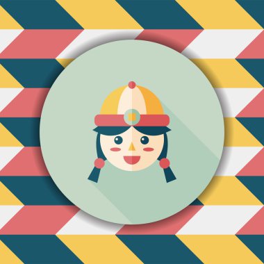 Çin yeni yılı kız uzun gölge, eps10 düz simgesiyle