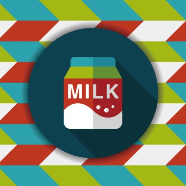 süt paket düz simgesi ile uzun gölge, eps10