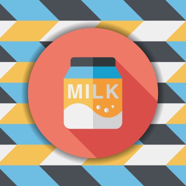 süt paket düz simgesi ile uzun gölge, eps10
