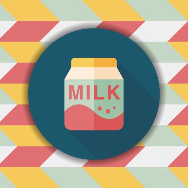 süt paket düz simgesi ile uzun gölge, eps10
