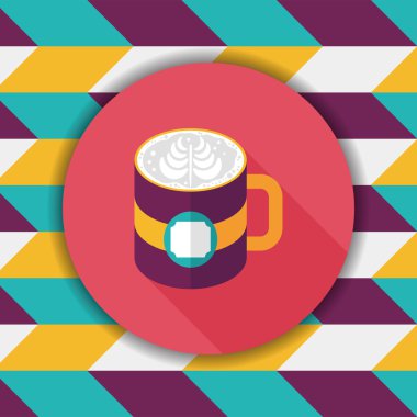 kahve latte sanat düz simgesiyle uzun gölge, eps10