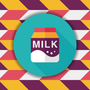 süt paket düz simgesi ile uzun gölge, eps10