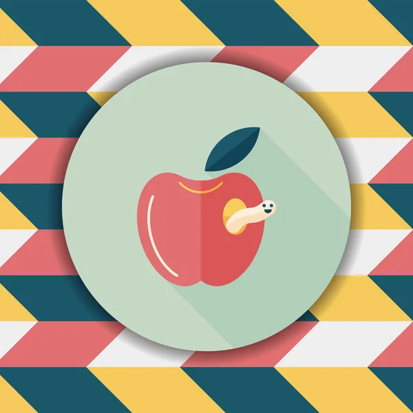 Platte appelpictogram met lange schaduw, eps10 — Stockvector