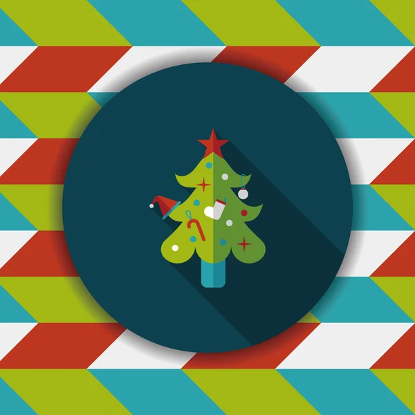 Uzun Gölge, eps10 ile Noel ağacı düz simgesi — Stok Vektör