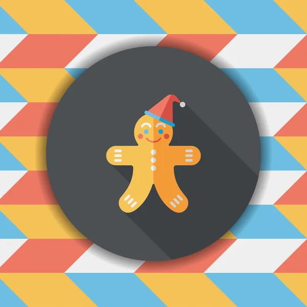 Gingerbread man plat pictogram met lange schaduw, eps10 — Stockvector