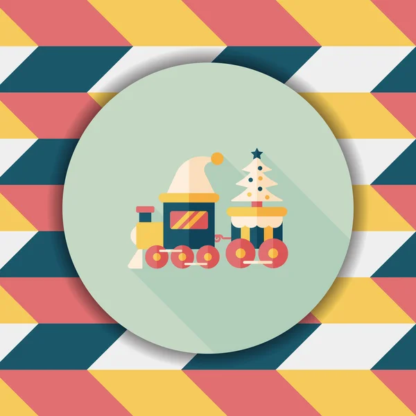 Рождественский поезд игрушечная плоская икона с длинной тенью, eps10 — стоковый вектор