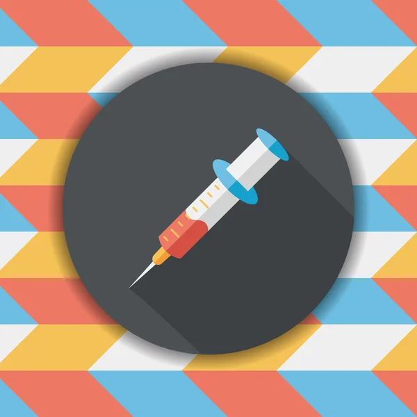 Syringe flat icon with long shadow — Stock Vector