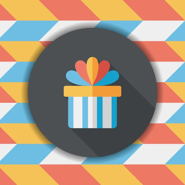 Gift flat icon with long shadow, eps10 — стоковый вектор