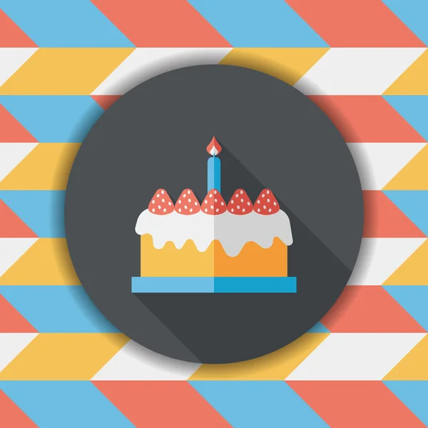 Verjaardag cake platte pictogram met lange schaduw, eps10 — Stockvector