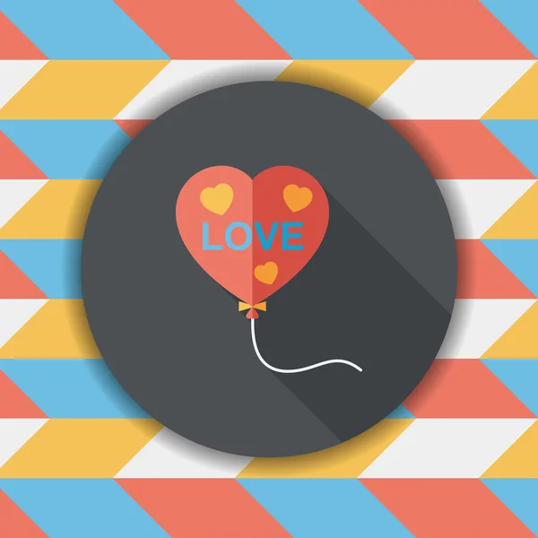 Miłość balony płaskie ikona z długim cieniem, eps10 — Wektor stockowy