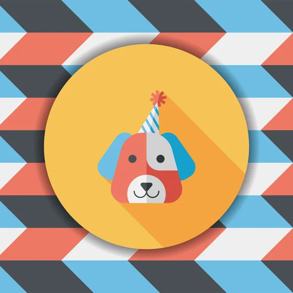 Icona piatta di compleanno del cane con lunga ombra, eps10 — Vettoriale Stock