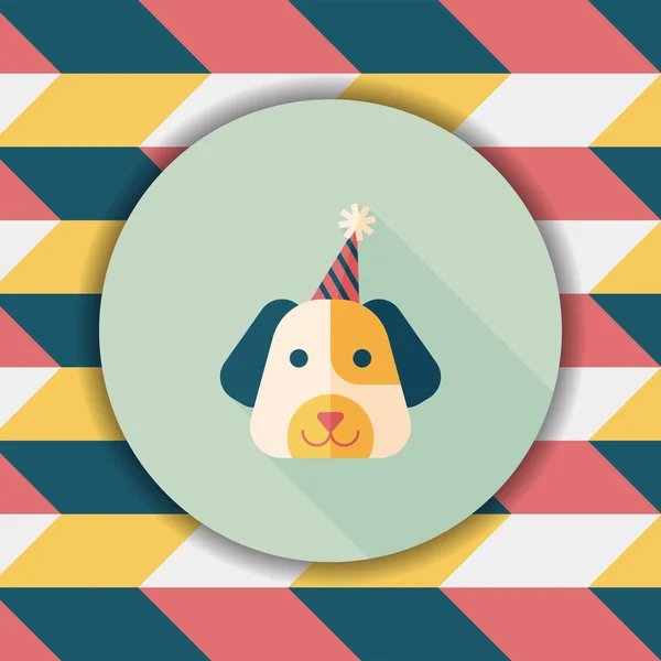 Hond verjaardag platte pictogram met lange schaduw, eps10 — Stockvector