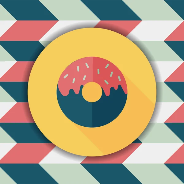 Donut icono plano con sombra larga, eps10 — Vector de stock