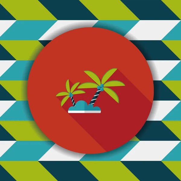 Palmera icono plano con sombra larga, eps10 — Vector de stock