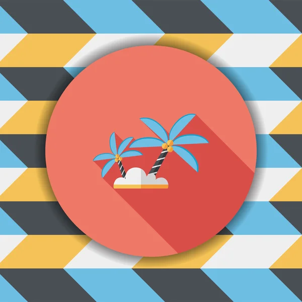 Icône plate palmier avec ombre longue, eps10 — Image vectorielle