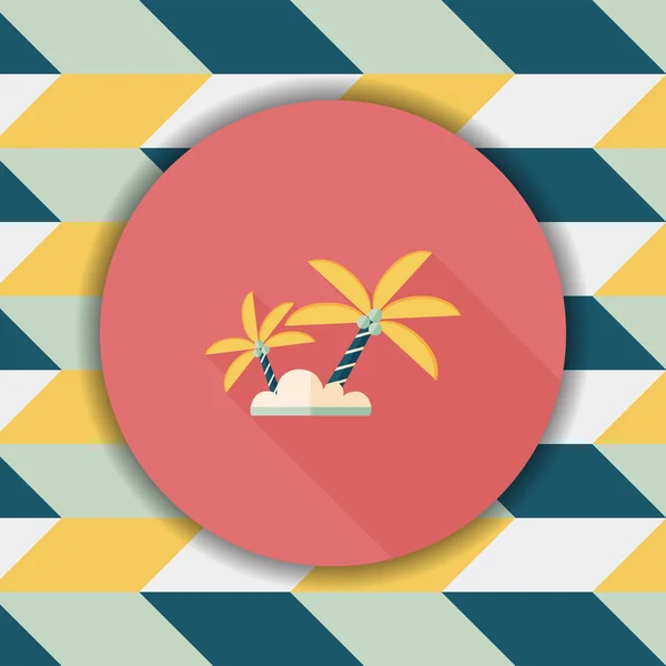 Palmera icono plano con sombra larga, eps10 — Vector de stock