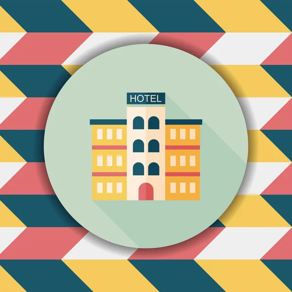 Hotel ikona płaski z długim cieniem, eps10 — Wektor stockowy