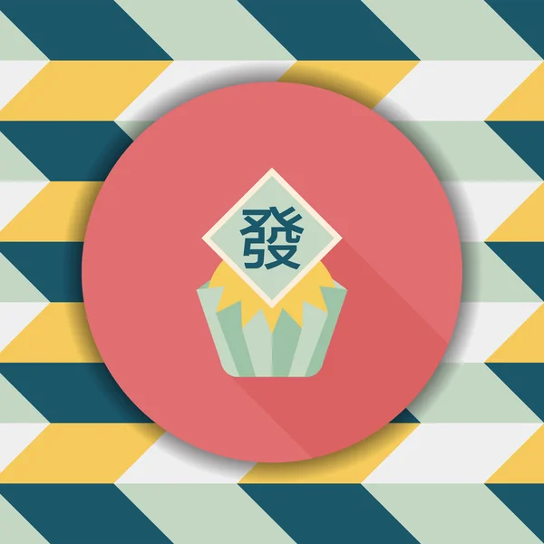 Chinese New Year flat icon with long shadow, eps10, Chinese steam — стоковый вектор