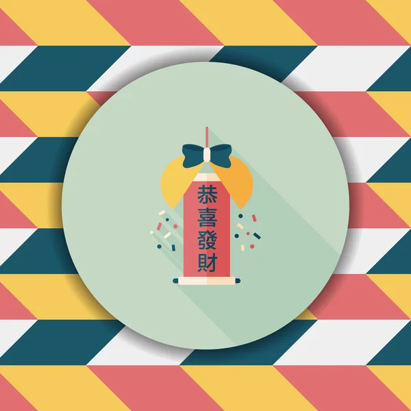 Kinesiska nyåret flat ikonen med långa skugga, eps10, fira dec — Stock vektor