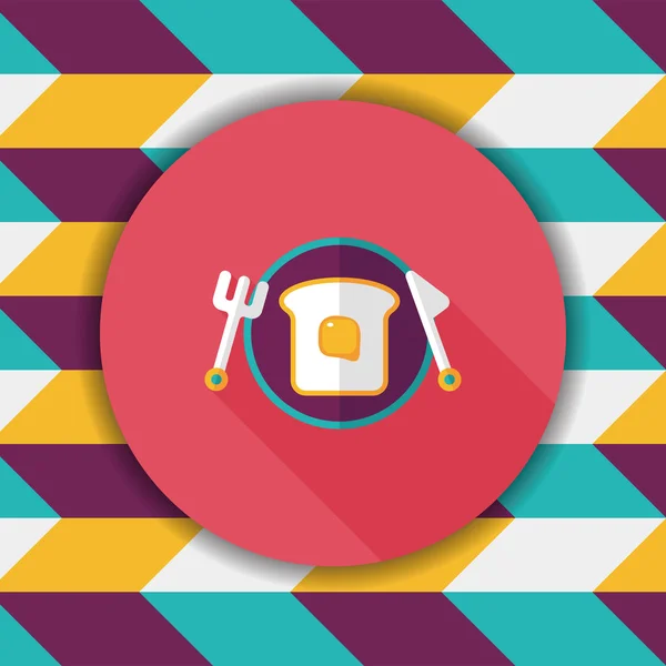 Ontbijt toast platte pictogram met lange schaduw, eps10 — Stockvector