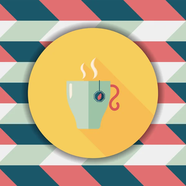 Hot tea flat icon with long shadow, eps10 — стоковый вектор