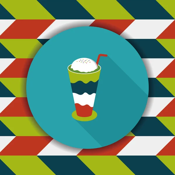 Ice floating coffee flat icon with long shadow, eps10 — стоковый вектор