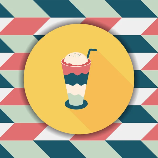 Helado flotante icono plano de café con sombra larga, eps10 — Archivo Imágenes Vectoriales