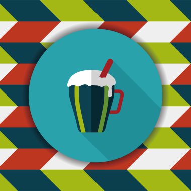 sıcak süt krem kahve düz simgesi ile uzun gölge, eps10