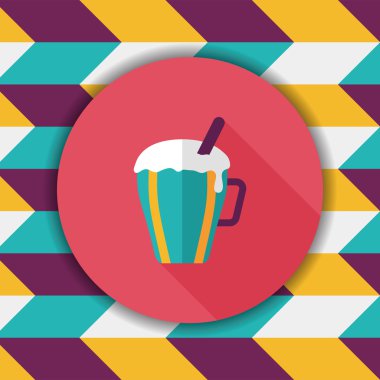 sıcak süt krem kahve düz simgesi ile uzun gölge, eps10