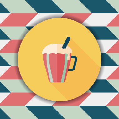 sıcak süt krem kahve düz simgesi ile uzun gölge, eps10