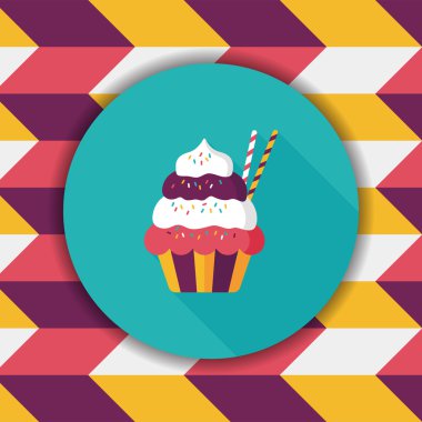 cupcake düz simgesi ile uzun gölge, eps10