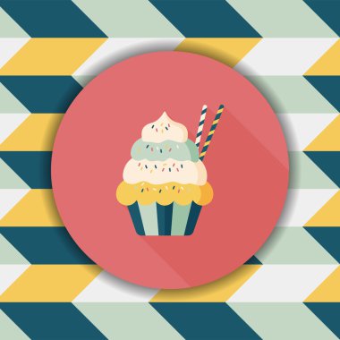 cupcake düz simgesi ile uzun gölge, eps10
