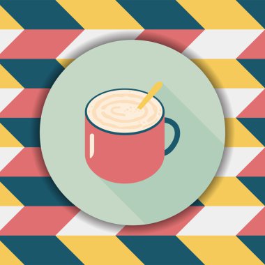 kahve latte sanat düz simgesiyle uzun gölge, eps10