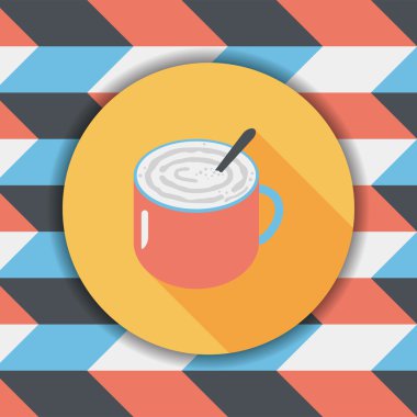 kahve latte sanat düz simgesiyle uzun gölge, eps10