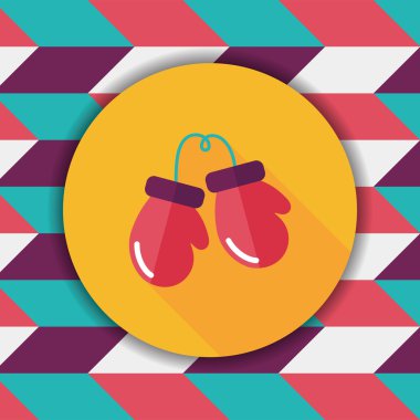 Boks eldivenleri düz simgesi ile uzun gölge, eps10