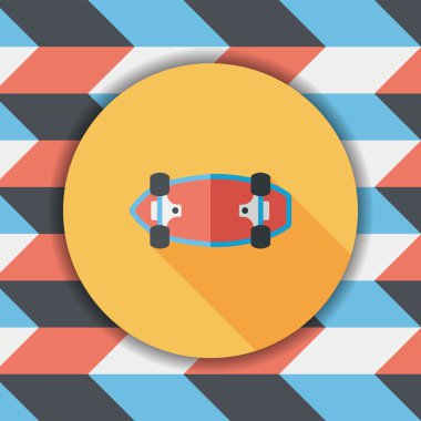 kaykay düz simgesi ile uzun gölge, eps10