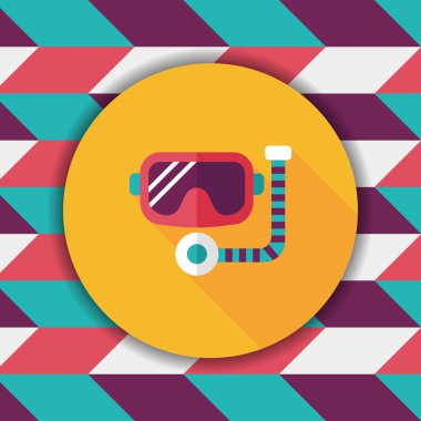 maske ve şnorkel düz simgesi ile uzun gölge, eps10