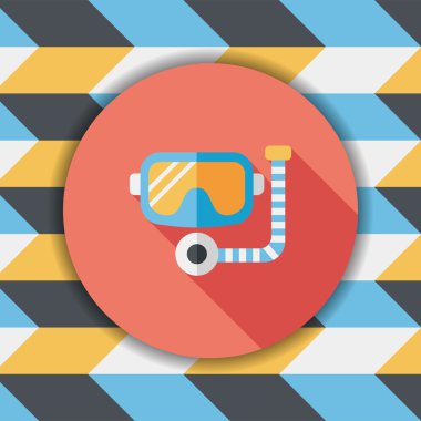 maske ve şnorkel düz simgesi ile uzun gölge, eps10