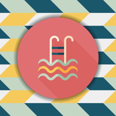 Yüzme Havuzu düz simgesi ile uzun gölge, eps10