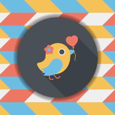 Düğün kuş düz simgesi ile uzun gölge, eps10